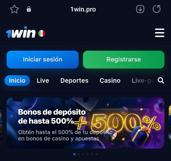 Página de inicio de la versión móvil del sitio web