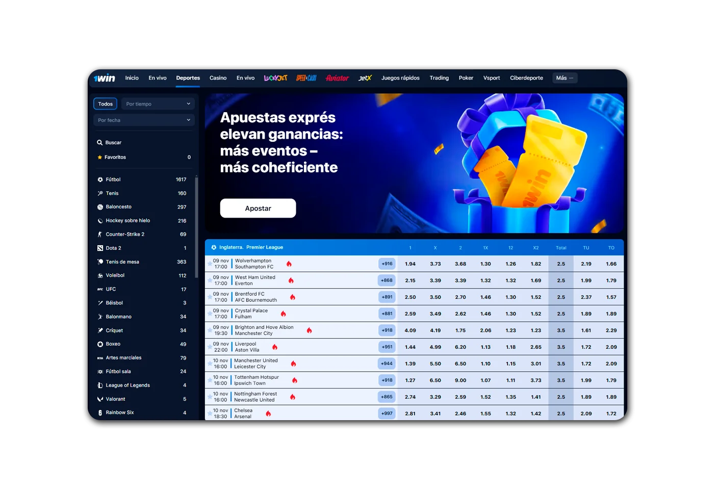 Seleccionar un acontecimiento deportivo